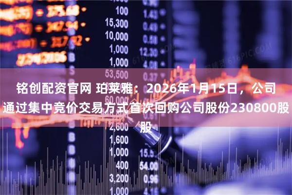 铭创配资官网 珀莱雅：2026年1月15日，公司通过集中竞价交易方式首次回购公司股份230800股